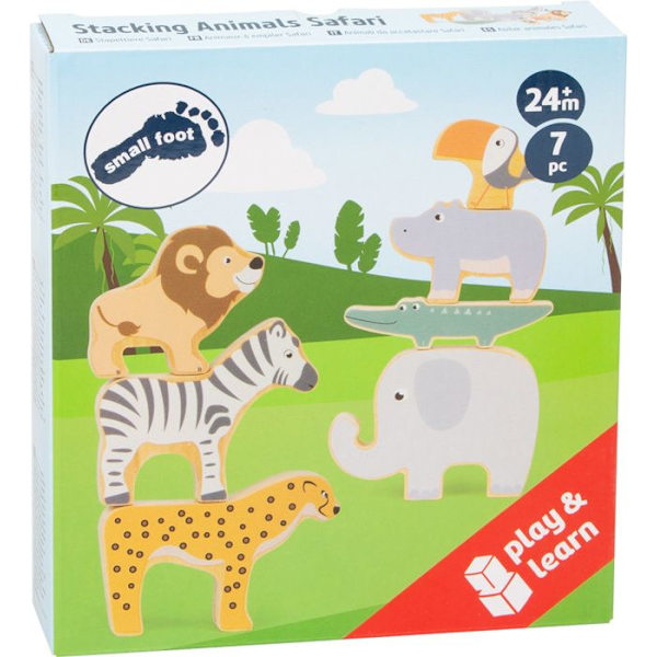 Stapelleksak - Small Foot - Safari Junior - 7 figurer i trä - Flerfärgad - För spädbarn mångfärgad