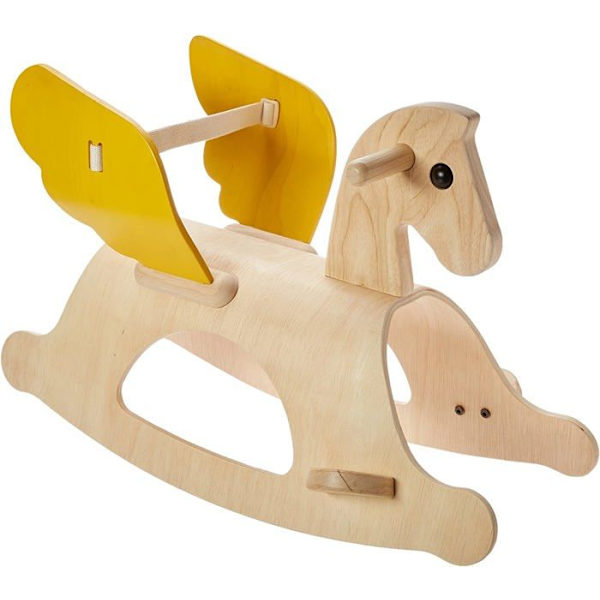Pegasus gungspel i trä - PLANLEKSAKER - Blandat - 32 x 63 x 43,5 cm - Från 12 månader Trä, gul
