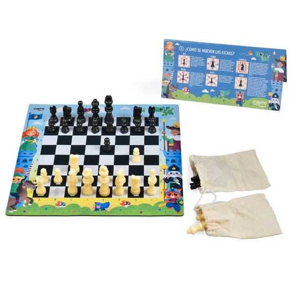 Utbildningsschackspel för barn - CAYRO - Mitt första schackspel - Från 4 år - 2 spelare - Spelplan 28x28 cm Blå