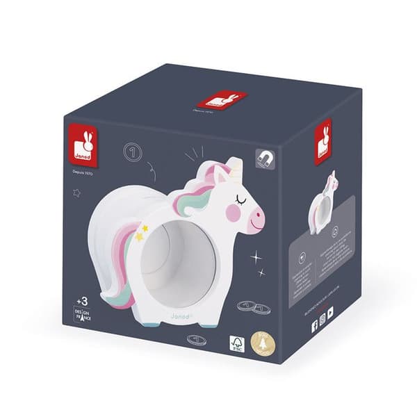 Spargris vit unicorn - Transparent ansikte Vit