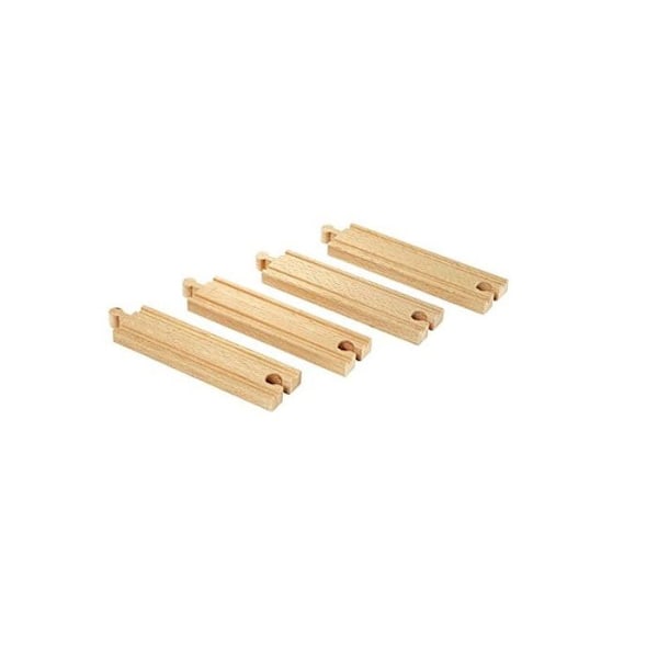 Medium Straight Rails 144 mm - BRIO - Tarvike puiselle junaradalle Beige