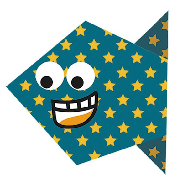 Kit Origami - Fridolin - Fisk - 20 Ark - 4 Mönster - För Barn Från 6 År Blå