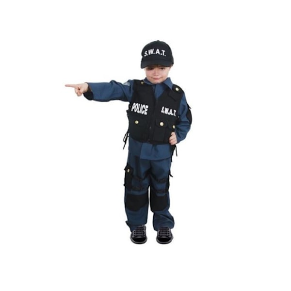SWAT Agent kostym för pojkar 7/9 år - Polyester - Yrke - Blå blått och svart