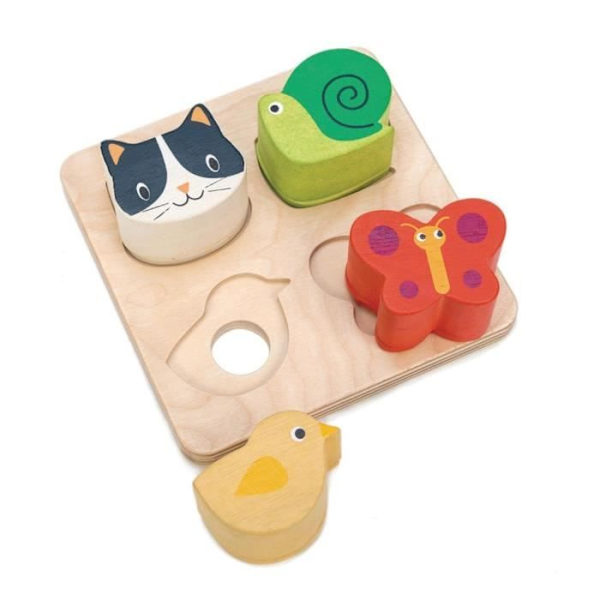 Puzzle Eläimet - Pehmeät Leikit - Junior - Alle 100 osaa - Puun muoto 14 x 14 x 4 cm Flerfärgad