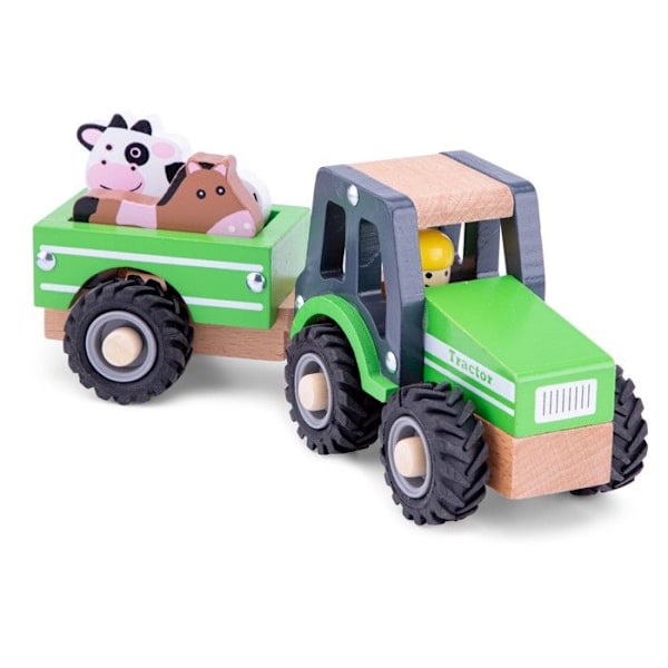 Nya klassiska leksaker - Traktor med släp och djur Grön