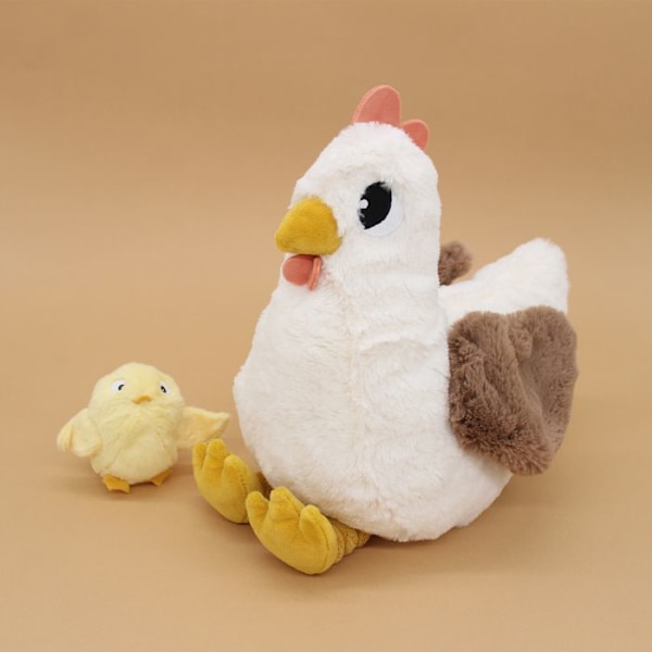 Peluche - Déglingos - Pioupiou - Äidin kana ja vauva - 32 cm - Kierrätetty polyesteri Vit