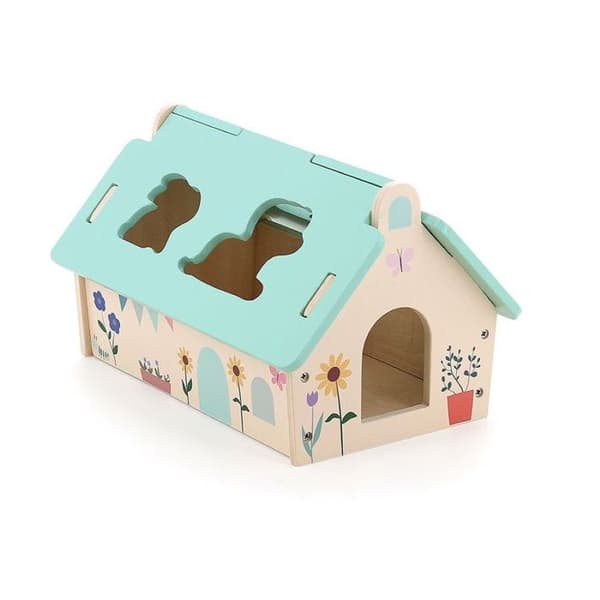 Formkasse - Vilac - Mini gård med former - Træ - 4 dyr - Uddannelsesmæssig beige