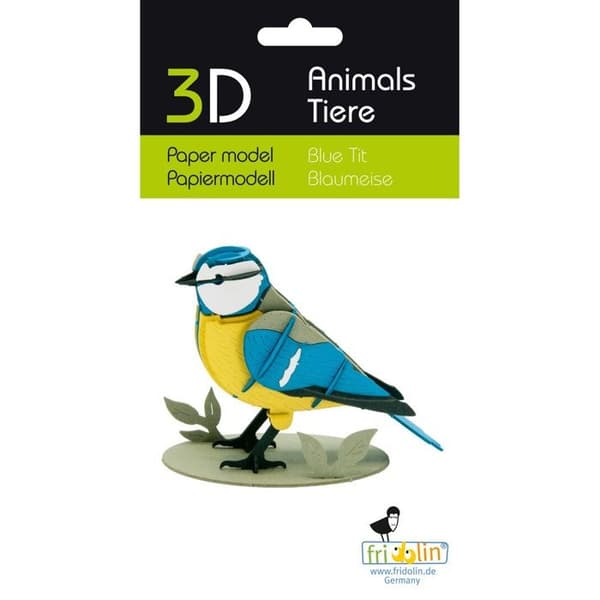 3D-pappermodell - FRIDOLIN - Blåmes - Blå - 9,5×7×5 cm - Från 8 år Blå
