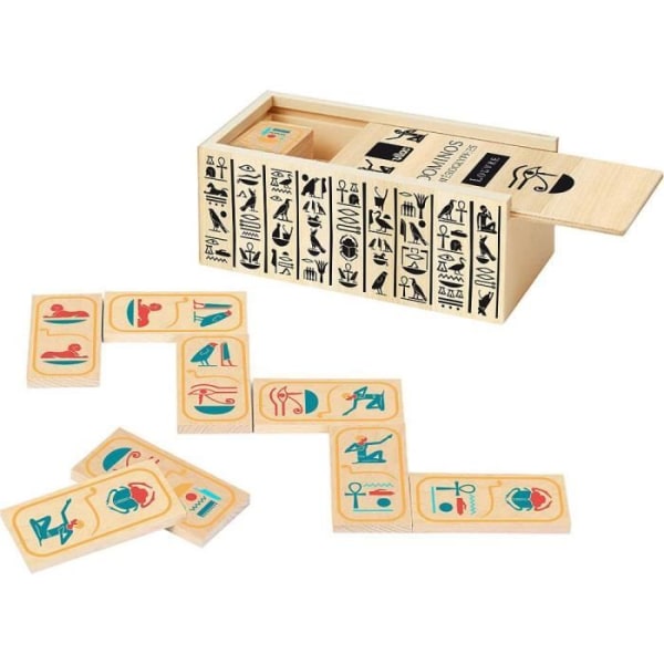Vilac dominospel - Wooden Hieroglyphics Dominoes - Reflektion och strategispel