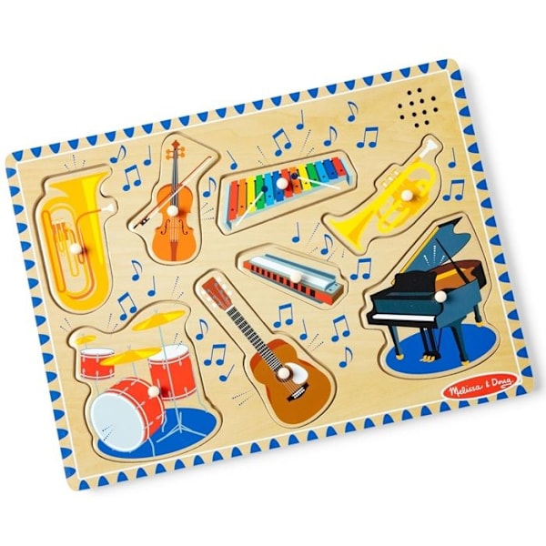 Äänipuzzle - Melissa ja Doug - Soittimet - Todelliset äänet - Sopivat kuvitukset - 8 kappaletta Beige