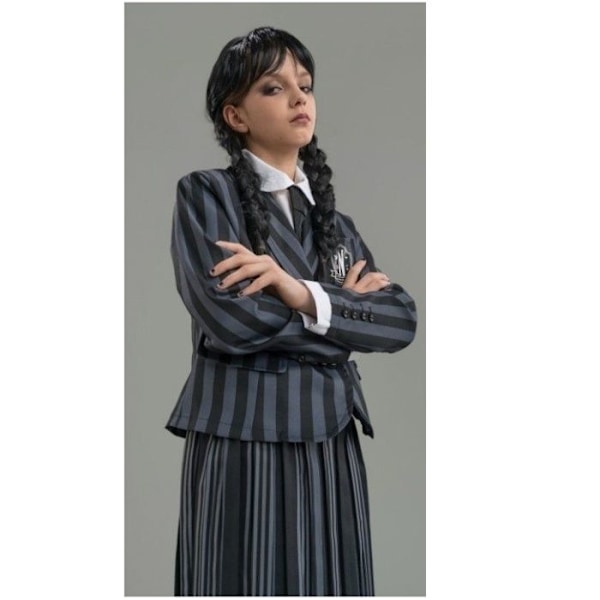 Onsdag Addams Uniform Costume - Netflix onsdagslicens - Girl - Svart Svart 11-12 år gammal