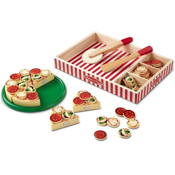 Imitationsspel - MELISSA & DOUG - Träpizza - Trä - Beige - Från 3 år Flerfärgad