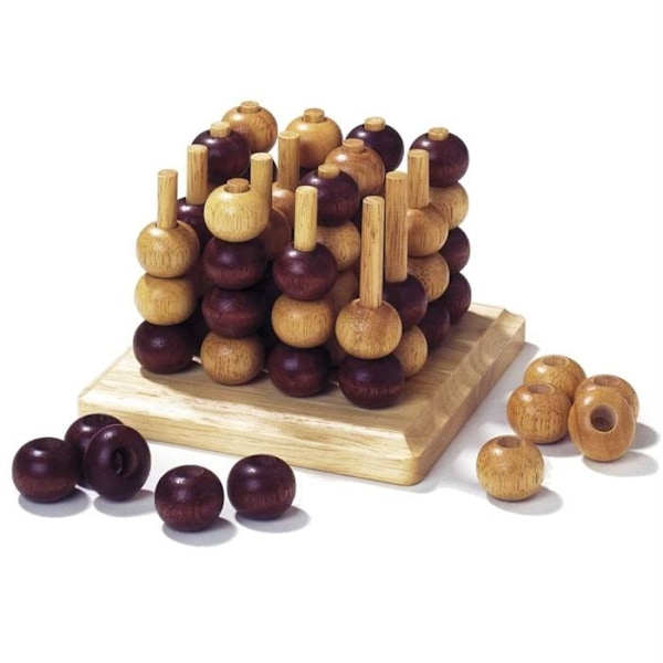 Strategispel - GOKI - 3D trä TicTacToe - För barn - Blandat - Brun