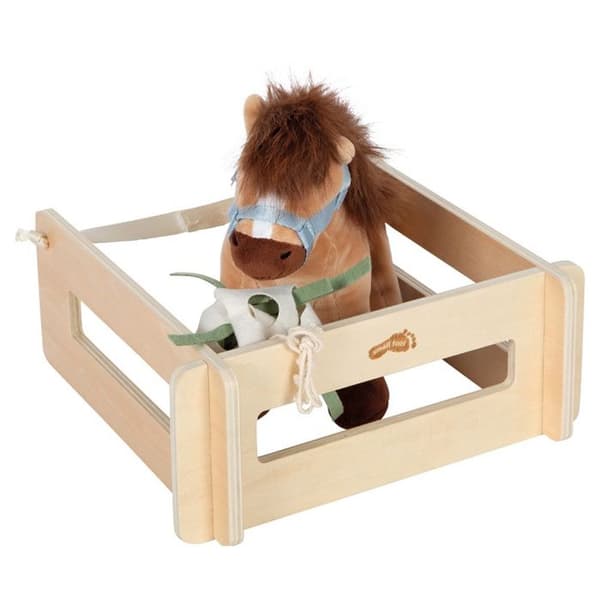 Spil sæt med hest, stald og tilbehør i en taske beige