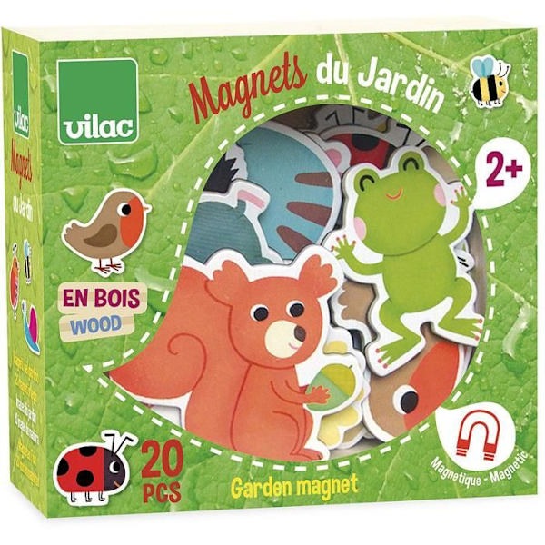 Utbildningsspel - Vilac - 8026 - Magneter Trädgård - Massivt trä - För barn från 24 månader till 8 år Grön
