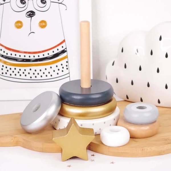 JaBaDaBaDo - Puu pyramidi peli Silver - ELEMENTS FOR KIDS Grå