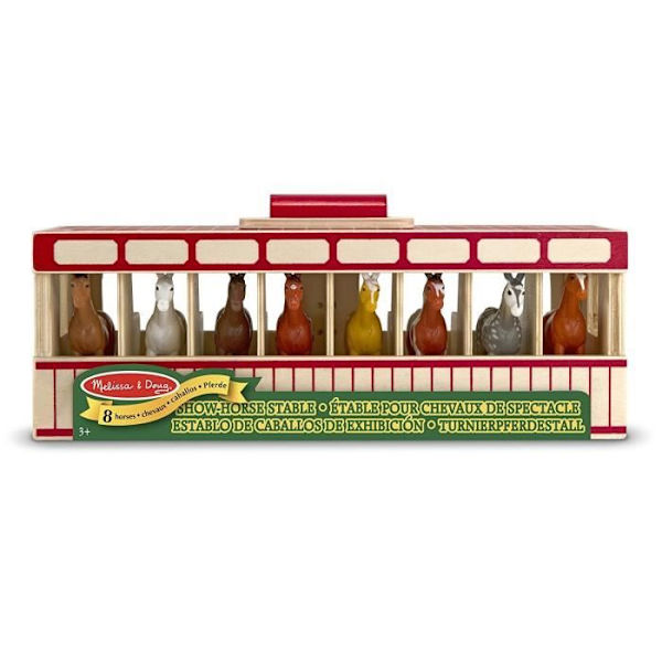 Stall för utställningshästar - MELISSA & DOUG - Trä - 8 st utställningshästar