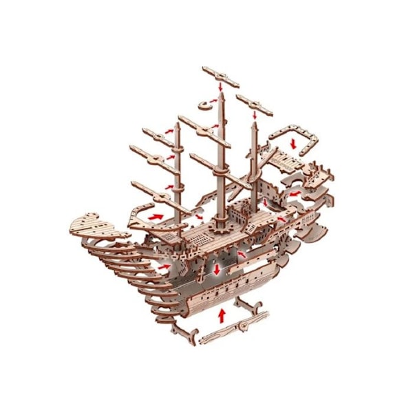 Puzzle 3D - Mr Playwood - Piratbåt - Trä - 156 bitar - 14 år och uppåt Beige