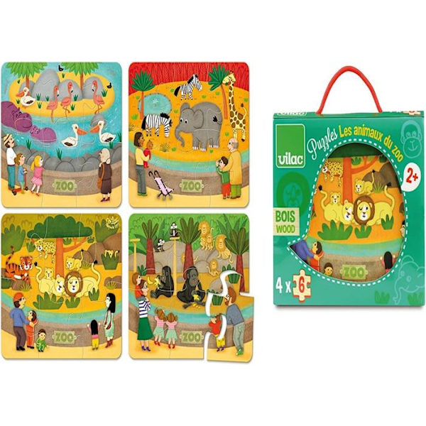 Pussel 4 x 6 bitar: Zoo-djuren Aqua