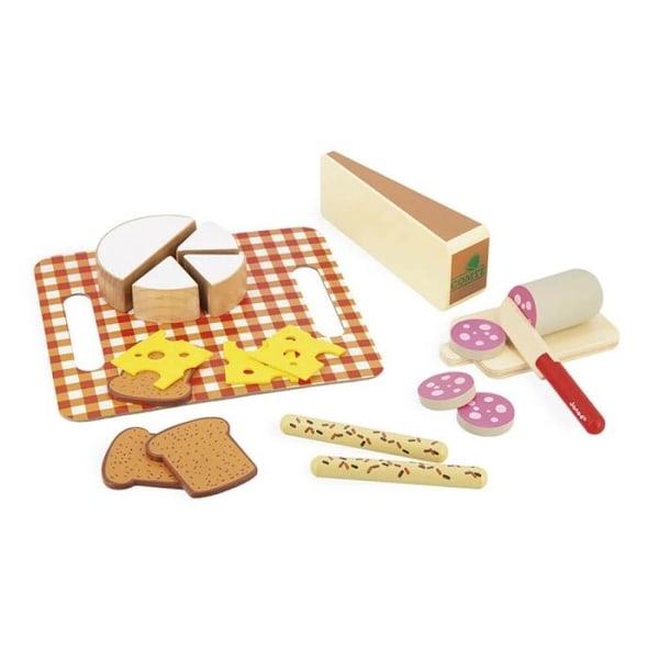 My First Apéro Set - JANOD - Träleksak - 20 Tillbehör - Från 3 år Gul