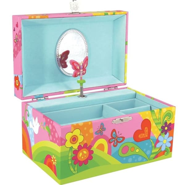 Musikboks - GOKI - Prærien med sommerfugle - Rosa - Karton - Melodi Over the rainbow Ros