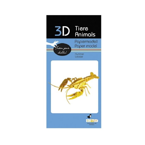 Fridolin - 3D-modell i papper Hummer Blå