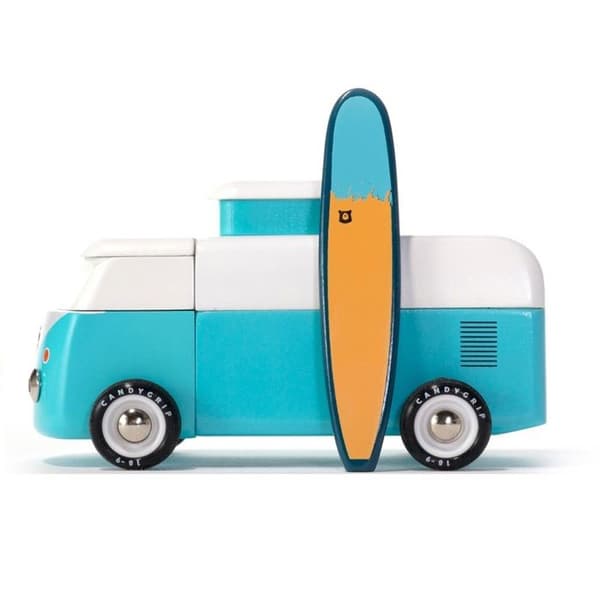 Miniaturebil - Candylab - VW Beach Bus - Oceanblå - Magnetisk campingtag - 3 år og op Blå