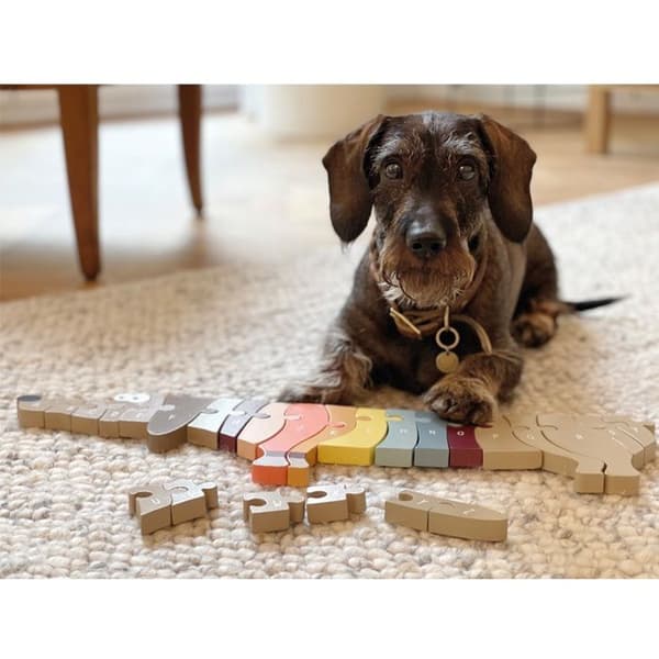 Farverig træpuslespil dachshund til de yngste Small Foot