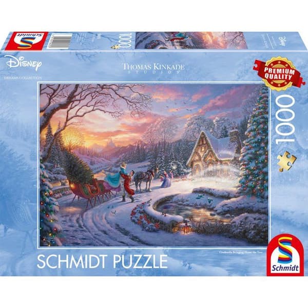 Pussel 1000 bitar - SCHMIDT SPIELE - Thomas Kinkade Studios - Disney - Askungen tar hem till jul - 1000 bitar Blå