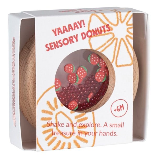 Petit Boum - Sensorisk donut Jordgubbar - COOL KIDS PROJECT Röd