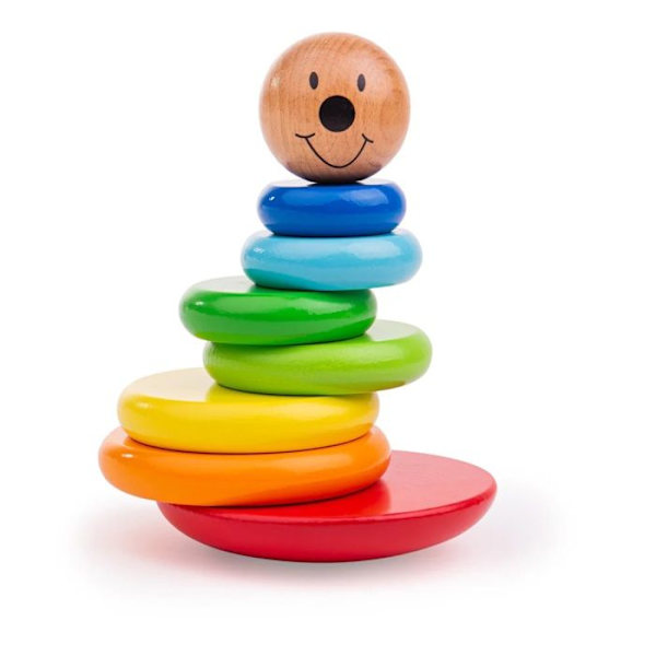 Väckande leksak - Bigjigs Toys - Stapelbar vickande och magnetisk - 12 månader - Färgat trä - Inbyggda magneter Beige