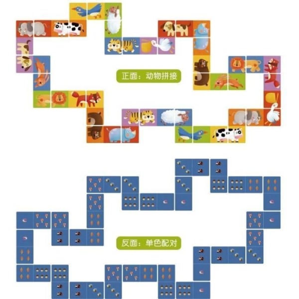 MIDER Animals reversibelt dominospel - 24 kartongbitar för barn från 3 år och uppåt