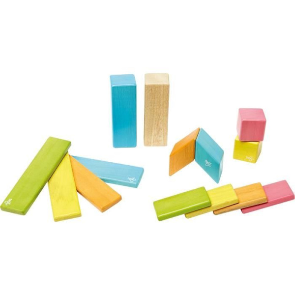 TEGU Tints 14 Värillistä osaa - Magneettiset puublokit - Rakentelupeli Flerfärgad