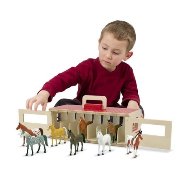 Stall för utställningshästar - MELISSA & DOUG - Trä - 8 st utställningshästar
