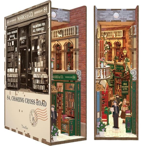 Puzzle 3D - Bogkrog 84 Charing Cross Road - CENGO - Træ - LED-belysning med bevægelsessensor - 178 dele Grön