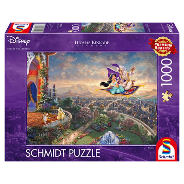 Pussel 1000 bitar: Thomas Kinkade: Aladdin, Disney Flerfärgad