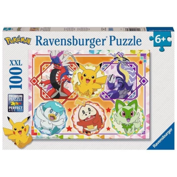 100 bitars XXL-pussel - RAVENSBURGER - Pokémon Scarlet and Purple - 6 år gammal - Tecknade serier och serier - Interiör