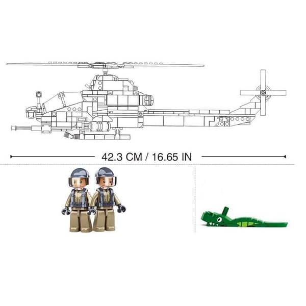 Sluban - Modellbyggstenar - Attackhelikopter - KID DISTRI Grå