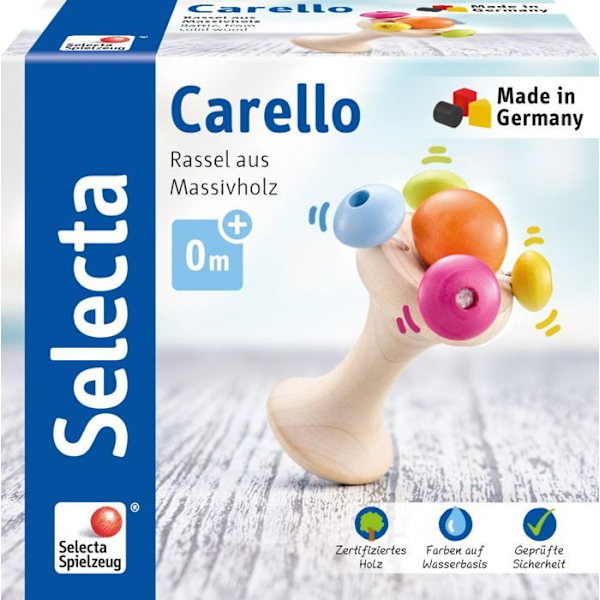 Selecta Spielzeug skallra & kopp 12 Carellocm naturligt trä