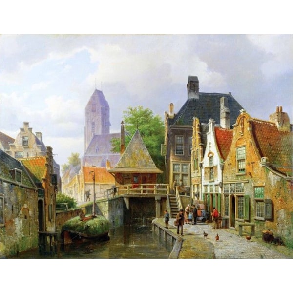Handklippt träpussel - MICHELE WILSON PUZZLE - View of Oudewater - 650 bitar Flerfärgad