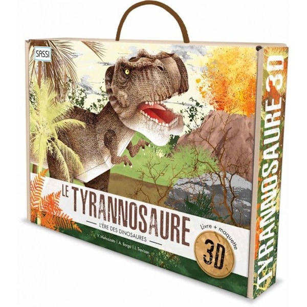 Bok och 3D-modell - Sassi Junior - Tyrannosaurus - Kartong - 5 år - Barn - Brunt och grönt - Blandat Brun och grön