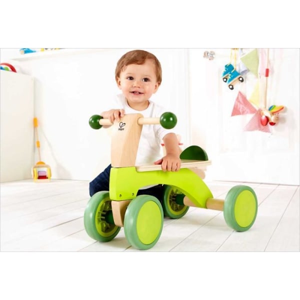 Trehjuling i trä utan pedal - HAPE - 4-hjulig balanscykel - Grön - Blandad - Från 12 månader