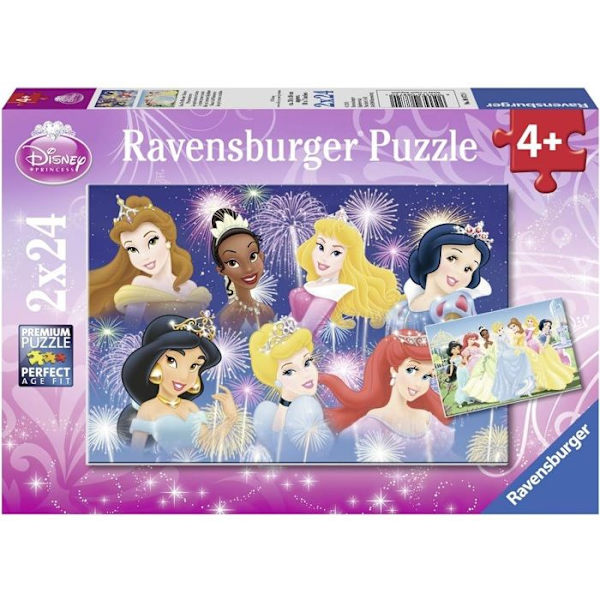 Disney Princesses Pussel 2x24 bitar - Ravensburger - För barn från 4 år och uppåt Blå