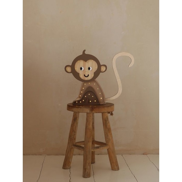 MONKEY-pöytälamppu LED Apina H34cm Ruskea Jungle Little Lights
