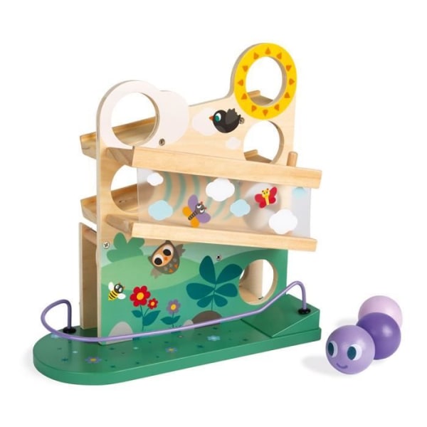 JANOD - Wooden Caterpillar Descender - Baby Development Toy - Idealisk för att utveckla observation och fingerfärdighet