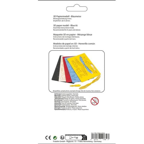 3D-pappermodell - FRIDOLIN - Blåmes - Blå - 9,5×7×5 cm - Från 8 år Blå