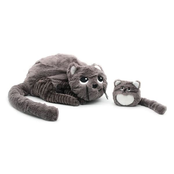 Krammedyr kat Miaou mor og hendes grå baby Grå
