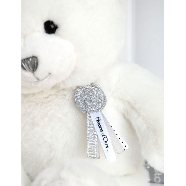 Teddybjörn Doudou et Compagnie Berlocker 24 cm Vit Vit