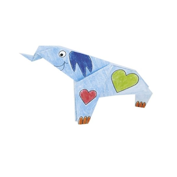 Kit Origami - Fridolin - Elefant - 20 Ark - 15x15 cm - Att färglägga Röd