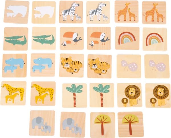 Vilde dyr safari træ huskespil for børn beige och orange